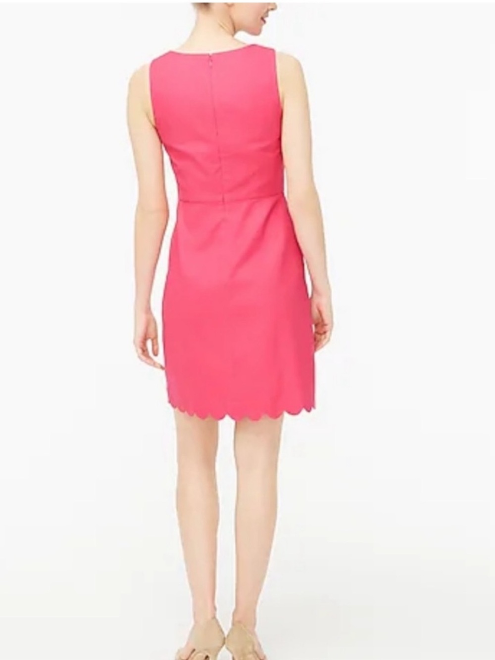 NWT J. Crew Scallop Hot Pink Mini Dress Size 6 Barbie Scalloped Hem - Picture 2 of 8